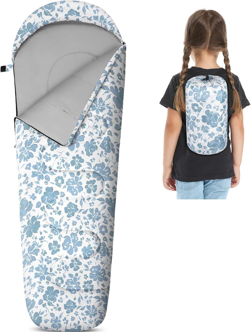 FIOBEE Kids Sleeping Bag for Girls Boys 3 Season Warm & Cool Weather Youth Camping Sleeping Bags with Backpacking Bag Waterproof for Traveling Hiking Indoor Outdoor Camping Essentials - Image 1
